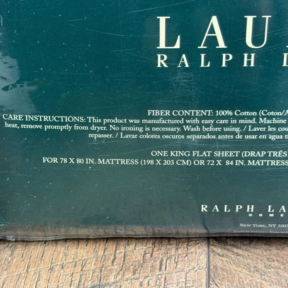 Lauren Ralph Lauren King Flat Sheet Melon Solid 250TC Cotton New in Package